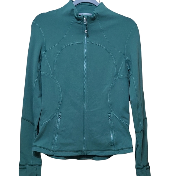 lululemon athletica Jackets & Blazers - *SOLD* Lululemon Forme Jacket Front Zip Thumbholes Green Slim Compression 8